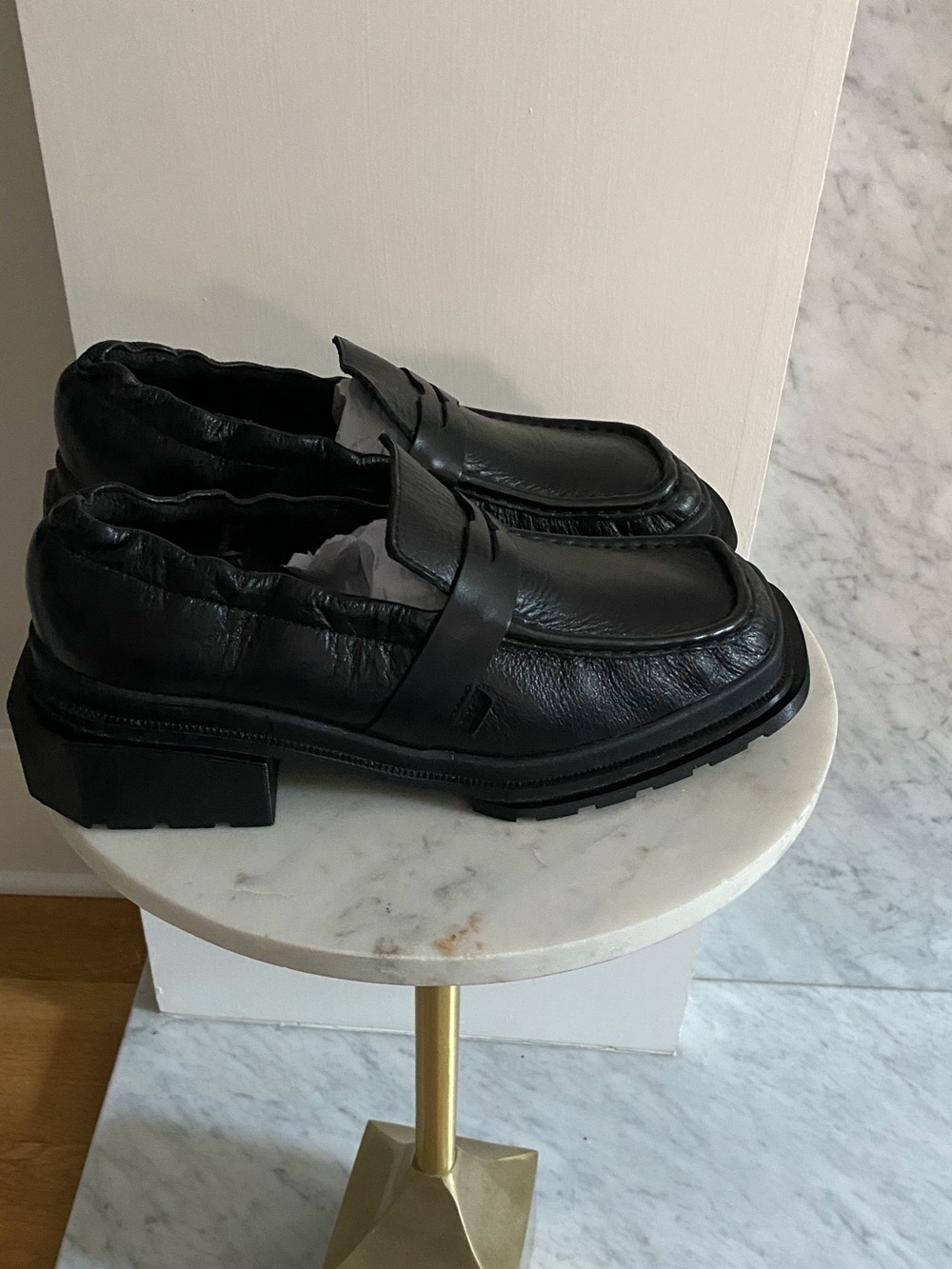 Dr. Martens Maybole Women's Black Leather Square-Toe Slip-On Loafers - Picture 7 of 8